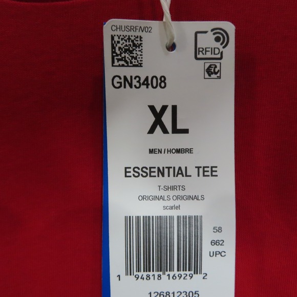Adidas Originals Essential Tee Men XL Scarlet Red Trefoil Logo NEW - Picture 7 of 13